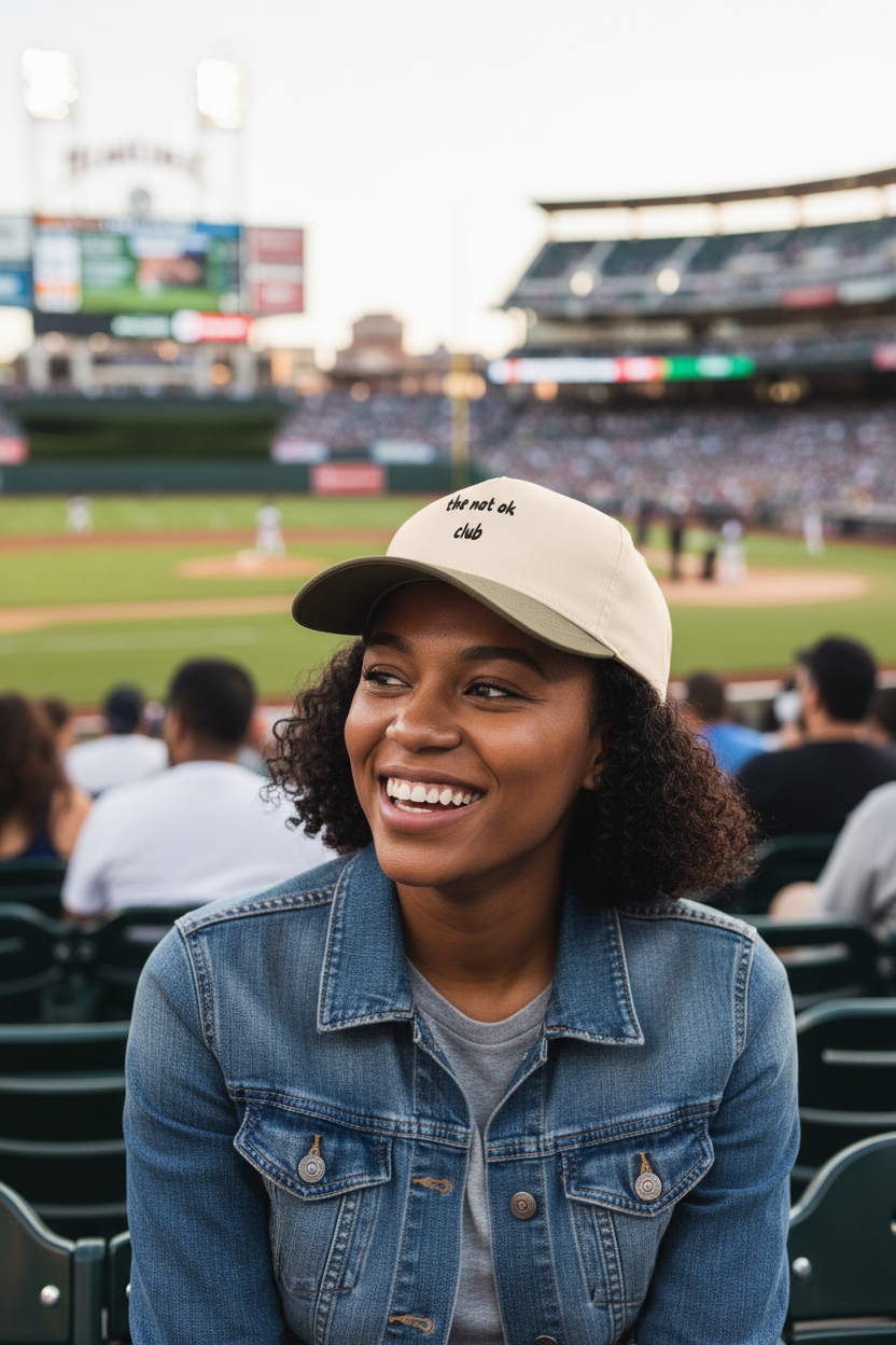 the not ok club two-tone five-panel cap in natural