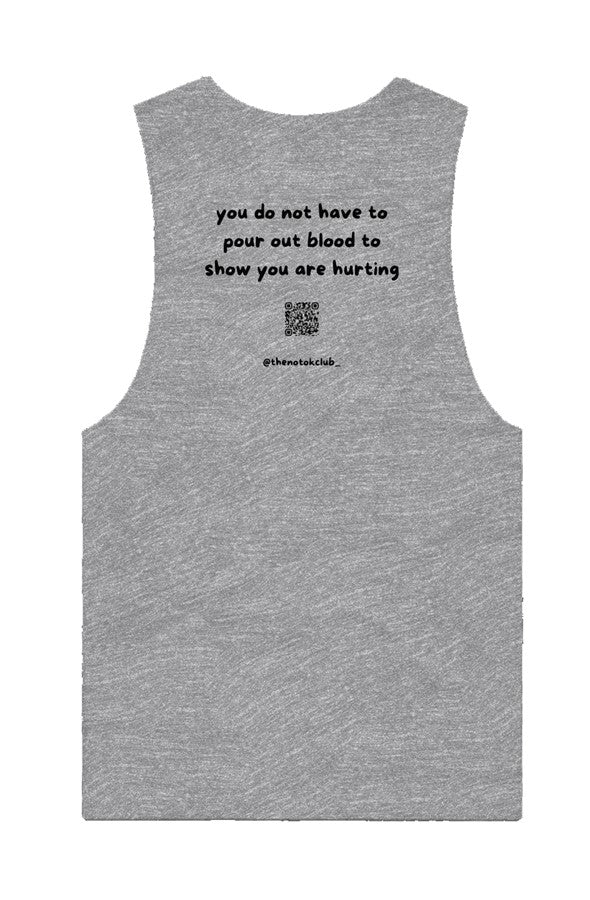 the not ok club tank in athletic heather, alternate view