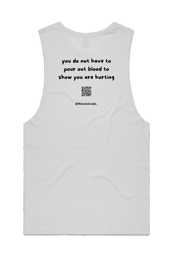 the not ok club tank in white, alternate view